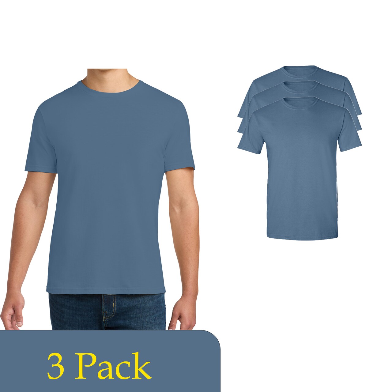 Gildan Unisex Softstyle T-Shirt Bundle, Indigo Blue Short Sleeve Crewneck Blanks for DIY Printing